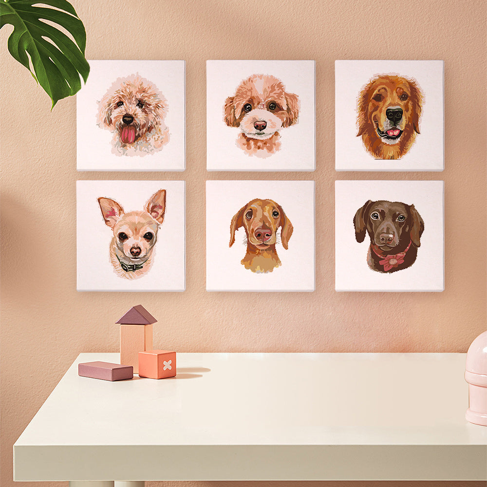 犬のセット - 数字塗り絵ミニアート