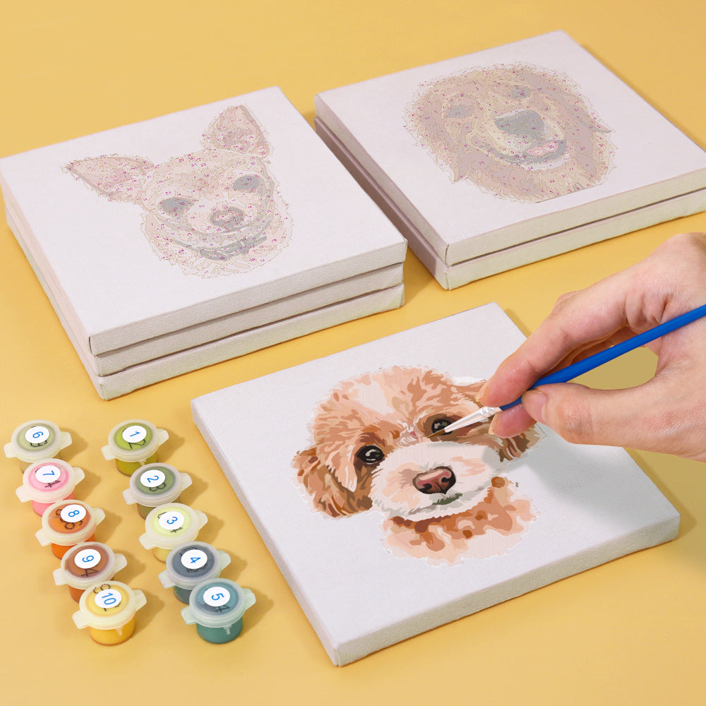 犬のセット - 数字塗り絵ミニアート