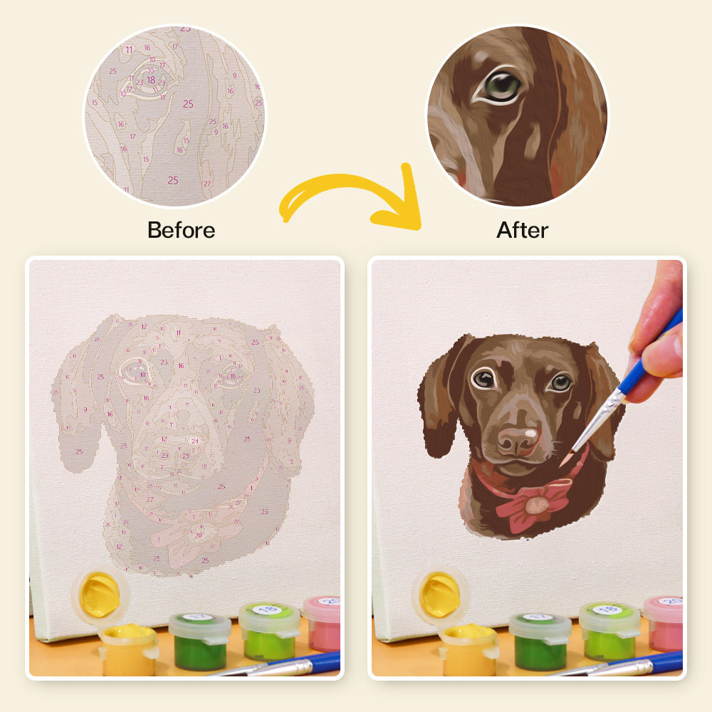 犬のセット - 数字塗り絵ミニアート