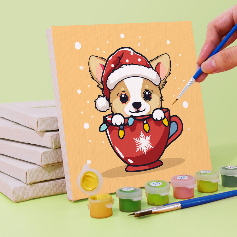 ティーカップパピー - 数字塗り絵ミニアート