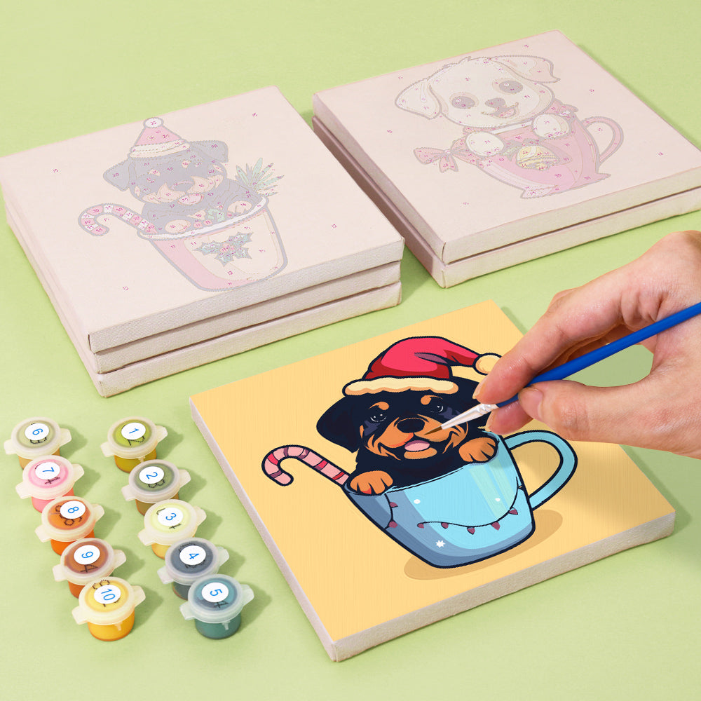 ティーカップパピー - 数字塗り絵ミニアート