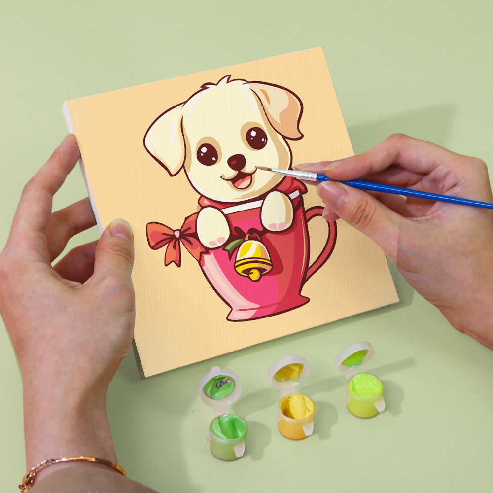 ティーカップパピー - 数字塗り絵ミニアート