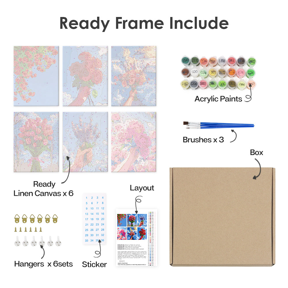 空に咲く花 - 数字塗り絵ミニアート