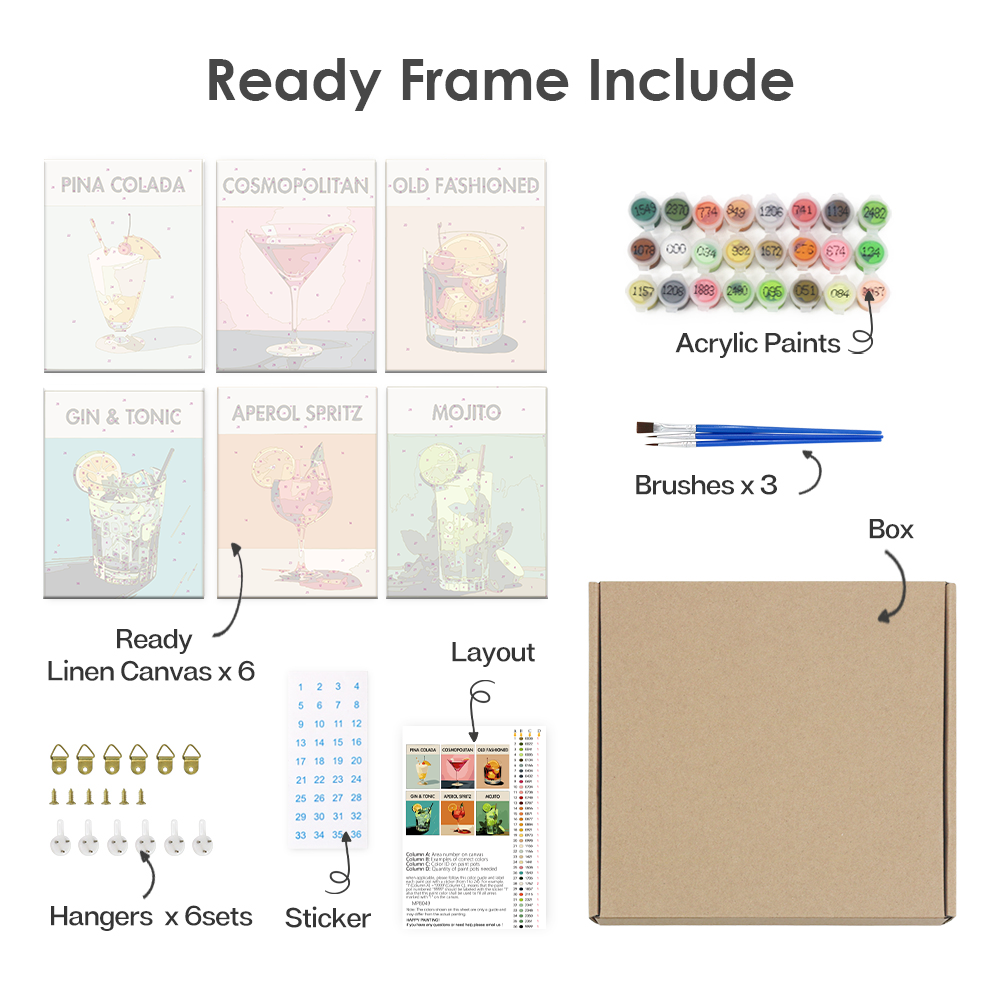 カクテル I - 数字塗り絵ミニアート