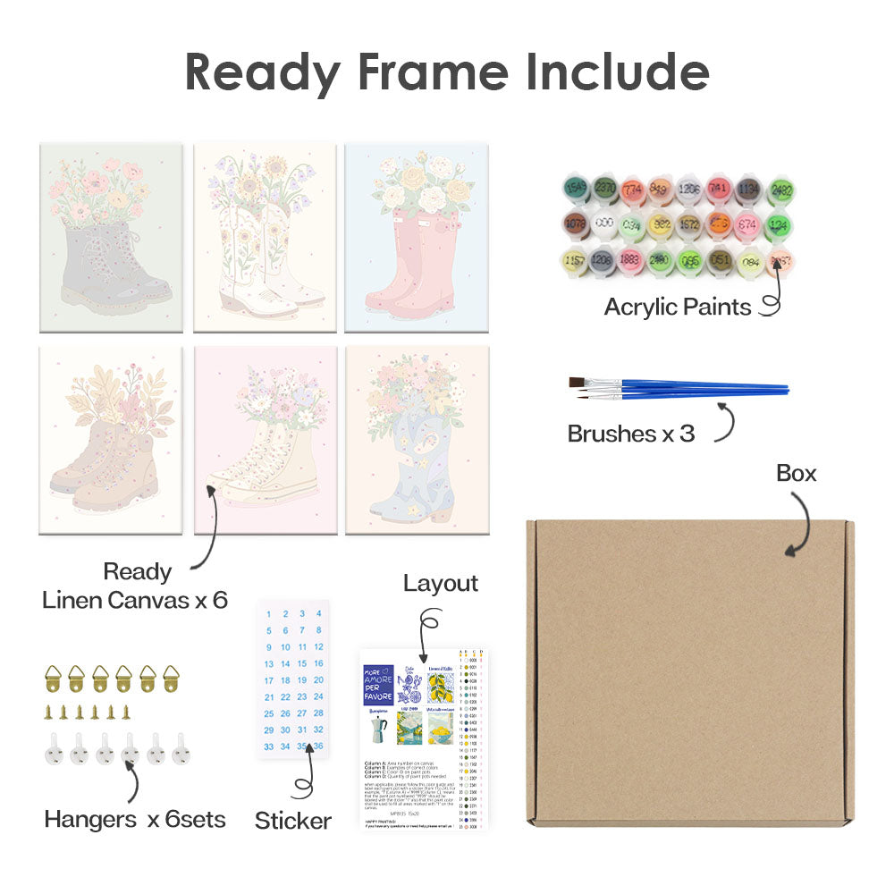 靴の中の花 - 数字塗り絵ミニアート