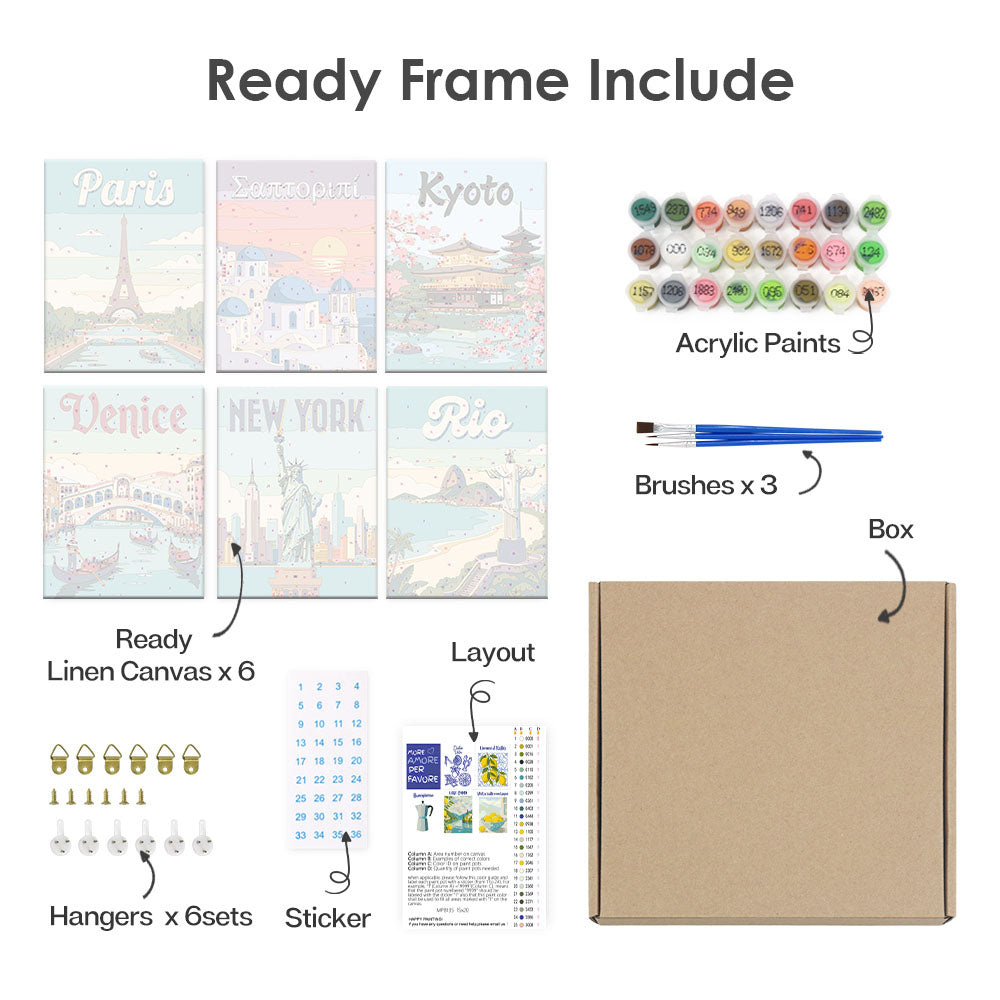 有名な建物 - 数字塗り絵ミニアート