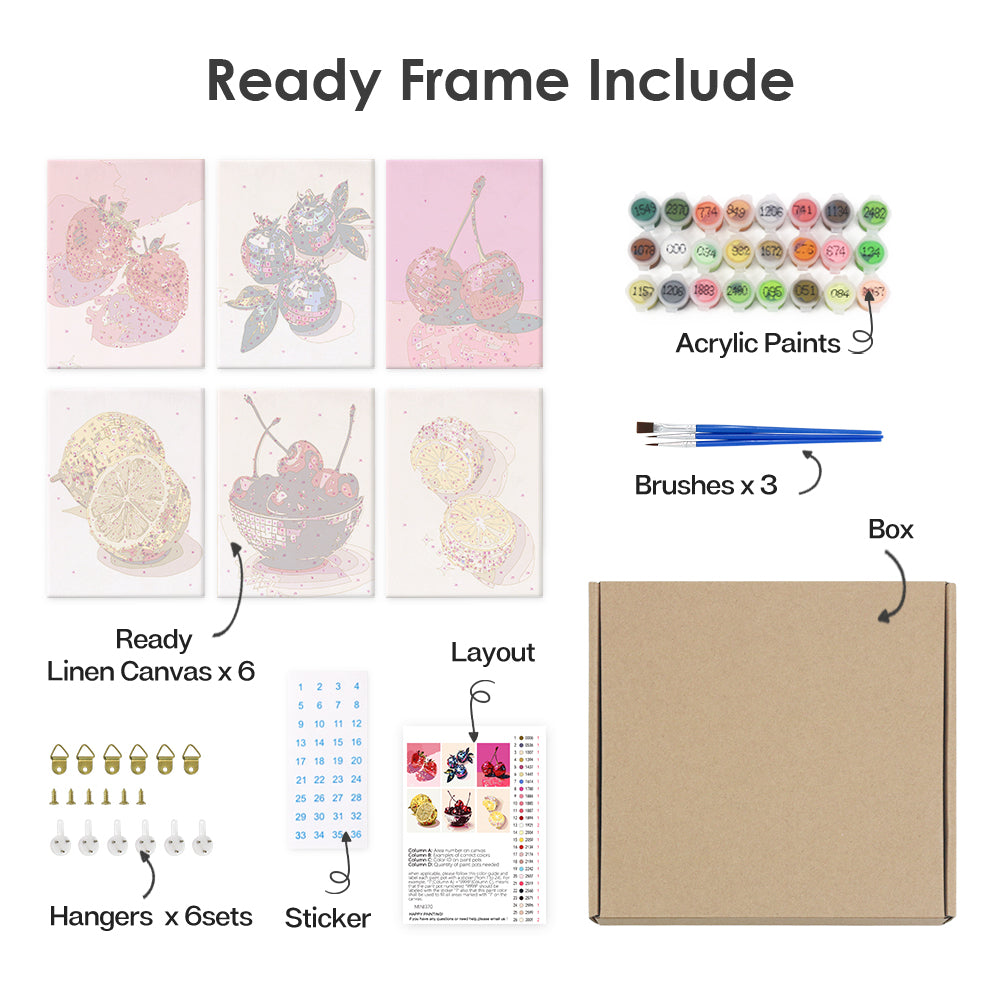 光るフルーツ - 数字塗り絵ミニアート