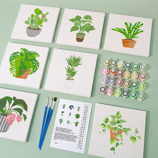 緑の植物 - 数字塗り絵ミニアート