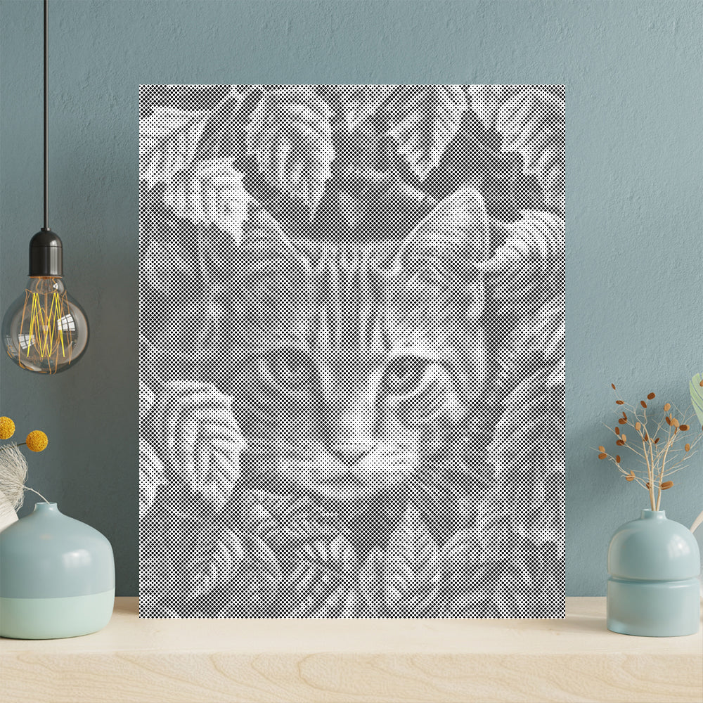 葉っぱと猫 - 点描画