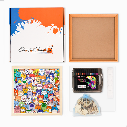 のんびり猫 - 木製ぬりえパズル