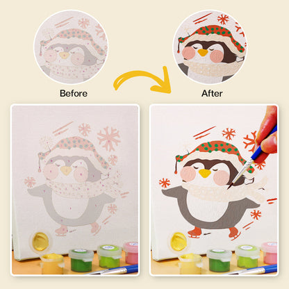 クリスマスペンギン - 数字塗り絵ミニアート