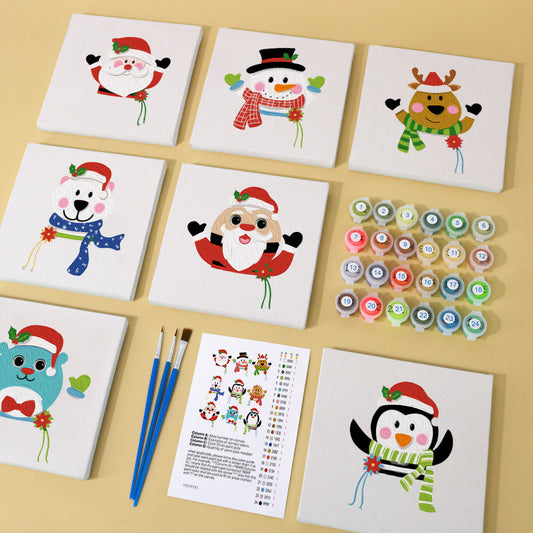 クリスマスの動物たち - 数字塗り絵ミニアート