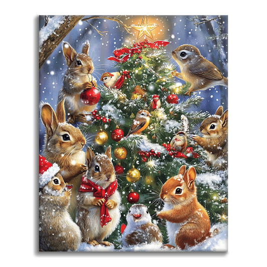クリスマスと生き物 - 数字で塗り絵