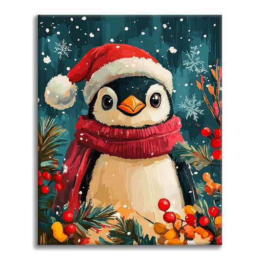 クリスマスペンギン - 数字で塗り絵