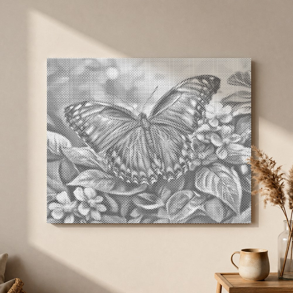 青い蝶 - 点描画