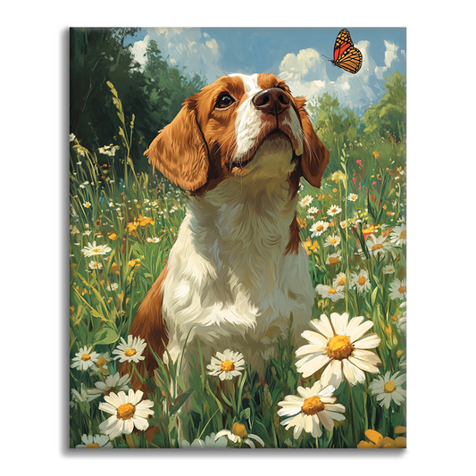 犬と蝶 - 数字で塗り絵