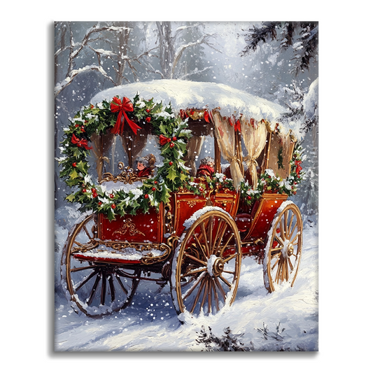 クリスマスの馬車 - 数字で塗り絵
