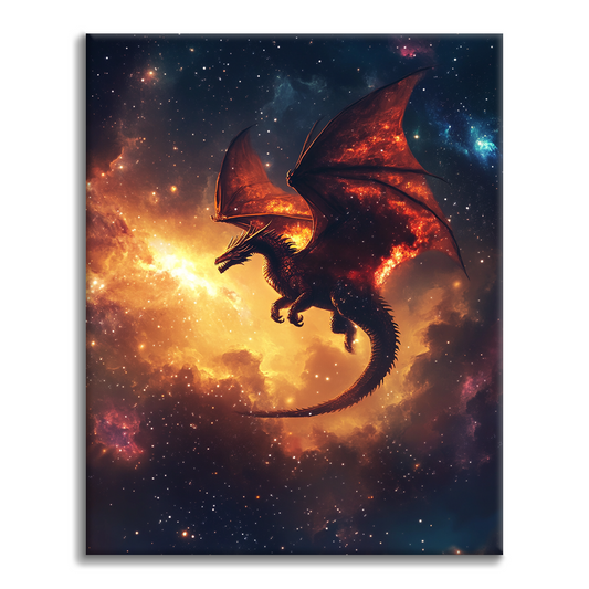 燃える宇宙のドラゴン - 数字で塗り絵