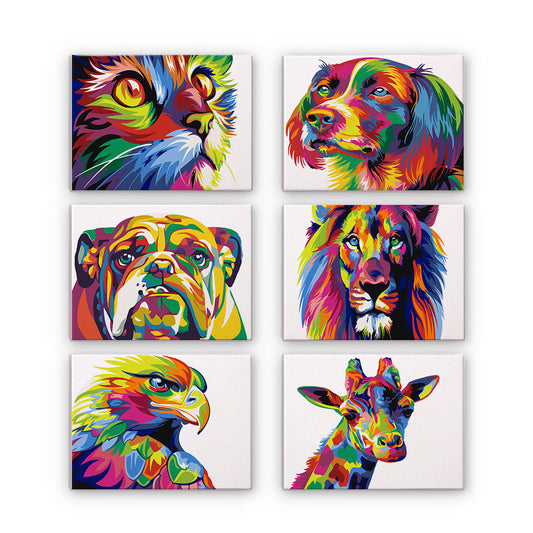 カラフルな動物たち - 数字塗り絵ミニアート