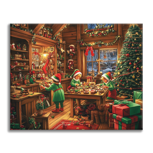 クリスマスのエルフ - 数字で塗り絵