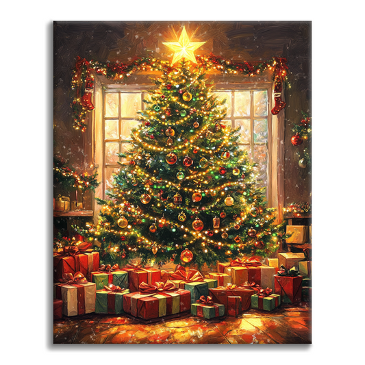 クリスマスツリー - 数字で塗り絵