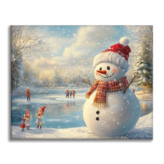 クリスマス雪だるま - 数字で塗る塗り絵