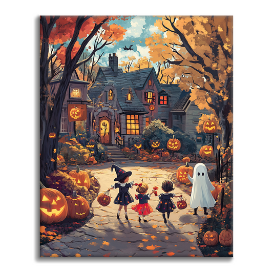 ハロウィンの楽しみ - 数字で塗る塗り絵