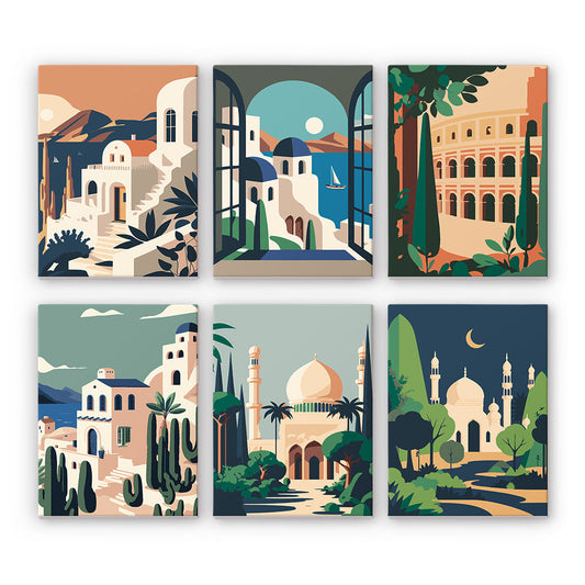 有名な建物 - 数字塗り絵ミニアート