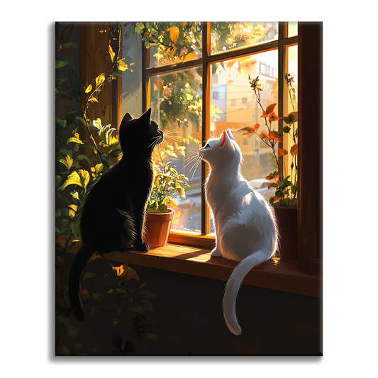 窓辺の猫 - 数字で塗り絵