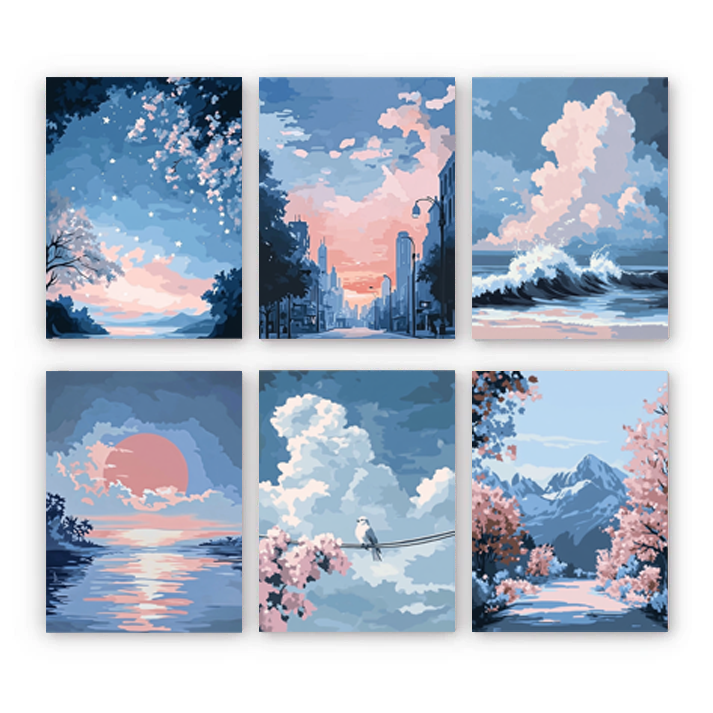 富士山の朝 - 数字塗り絵ミニアート