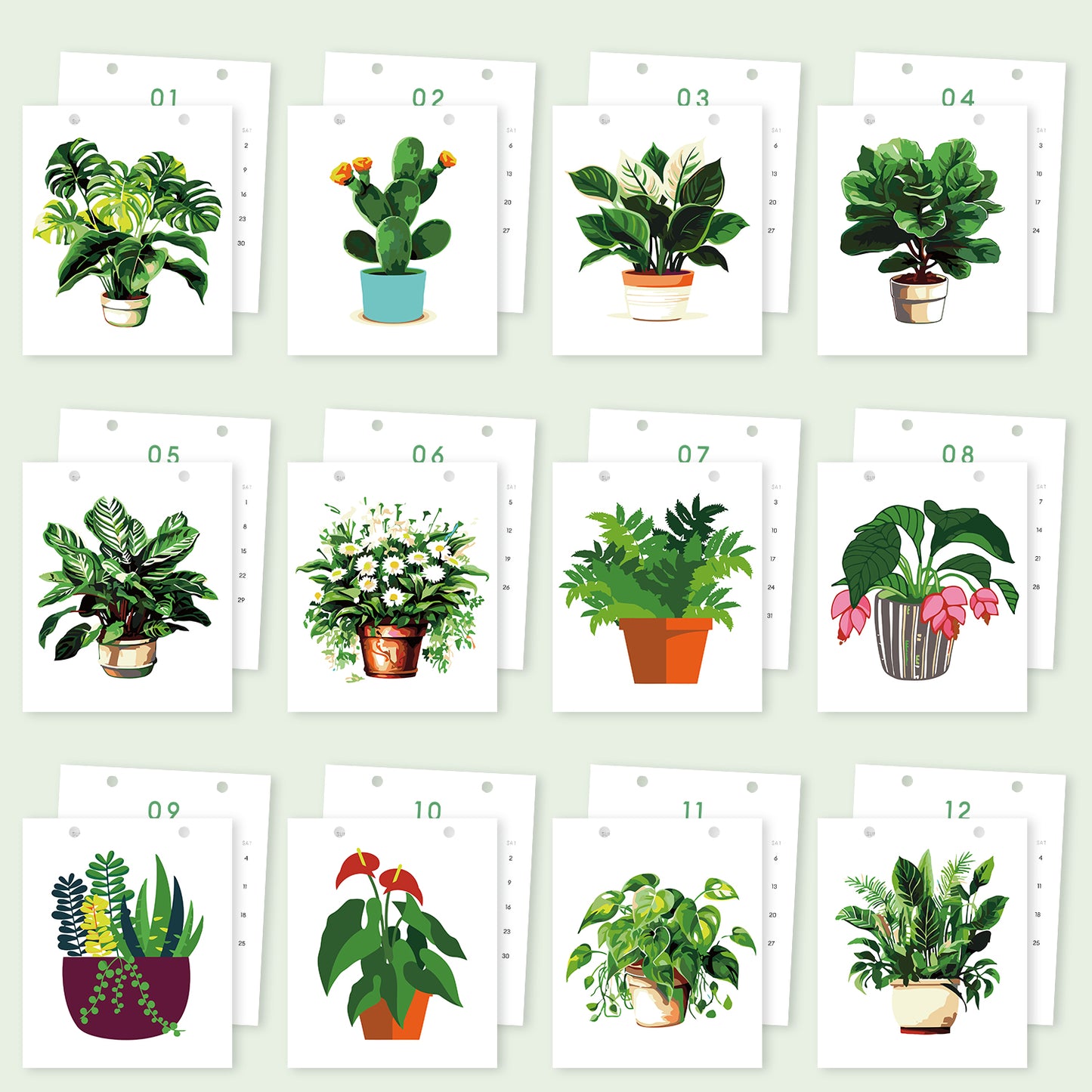植物-2027年ぬり絵カレンダー