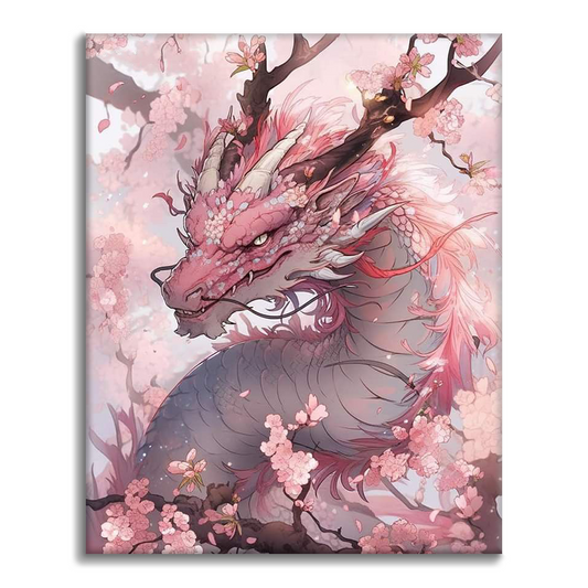 桜のドラゴン - 数字で塗り絵