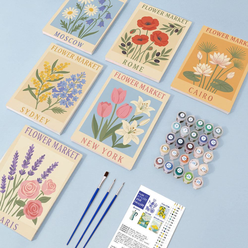 世界の花市場 - 数字塗り絵ミニアート