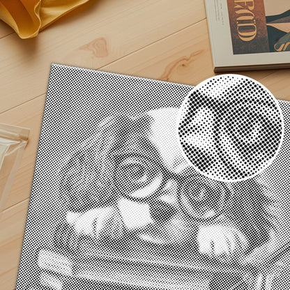 読書好きの子犬のチャーム - 点描画