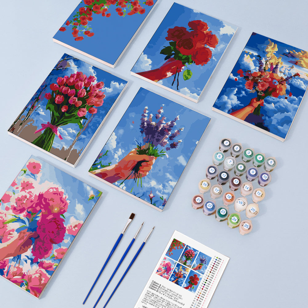 空に咲く花 - 数字塗り絵ミニアート