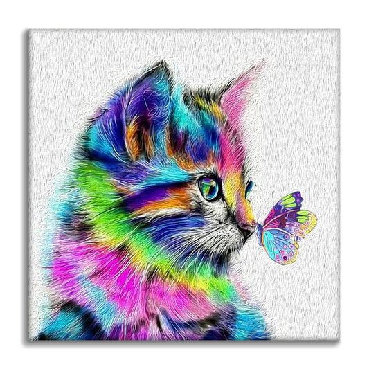 猫と蝶 - 数字で塗り絵