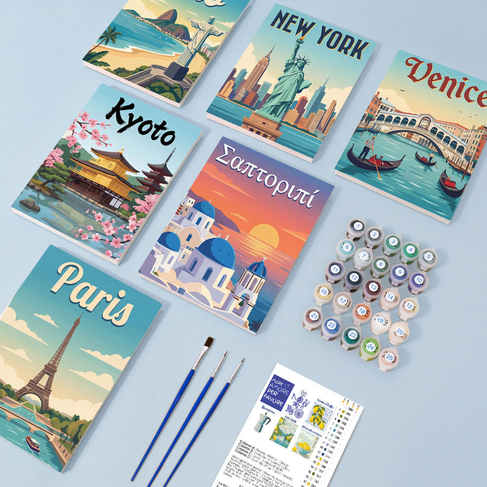 有名な建物 - 数字塗り絵ミニアート