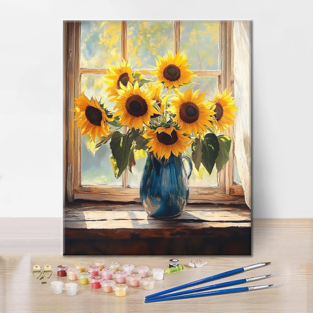 窓辺のひまわり - 数字で塗り絵 – Cheerful painting®(JP) 窓辺のひまわり - 数字で塗り絵 – Cheerful painting®(JP)