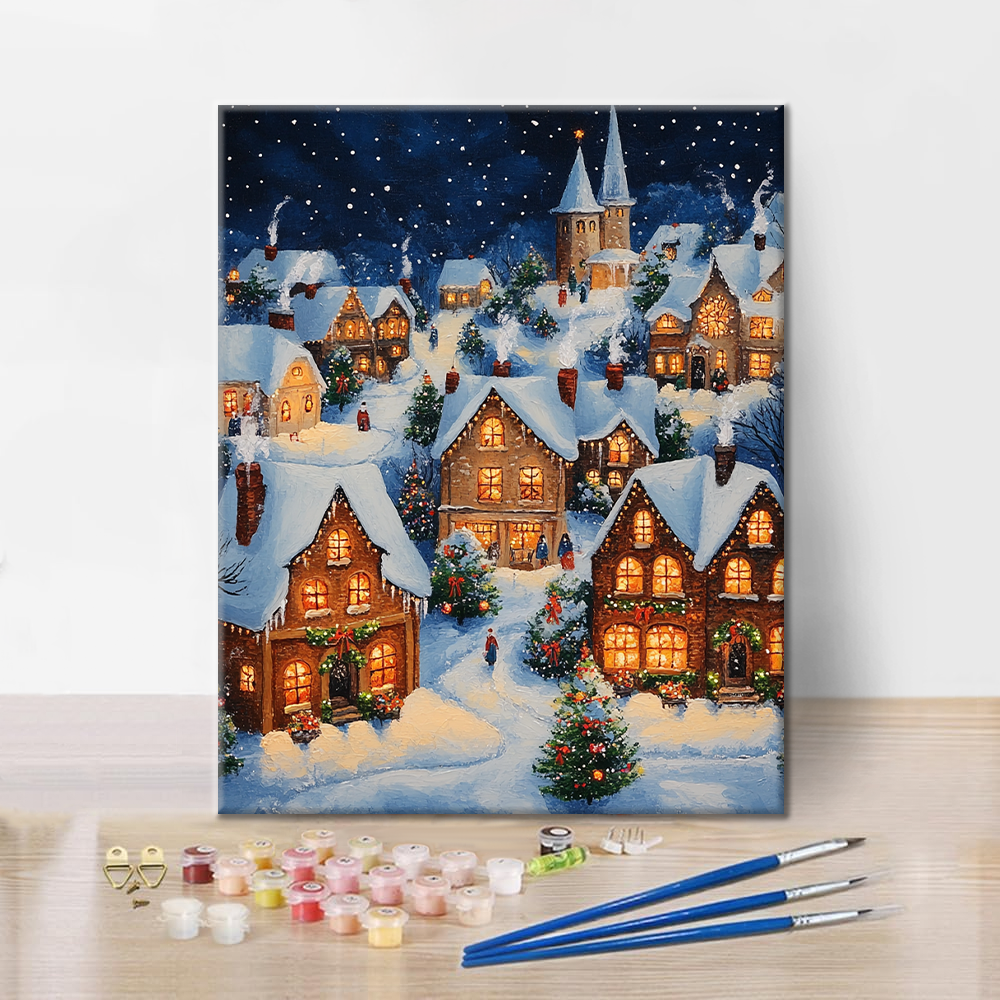 クリスマスビレッジ - 数字で塗り絵