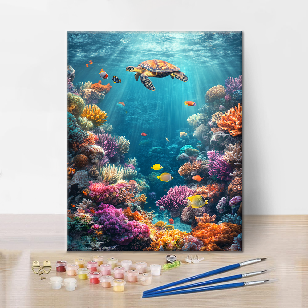 海の生き物 - 数字で塗り絵