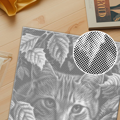 葉っぱと猫 - 点描画
