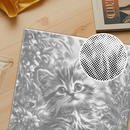 庭の子猫 - 点描画