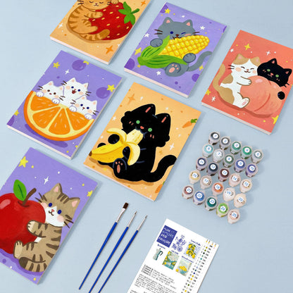 子猫とフルーツ - 数字塗り絵ミニアート