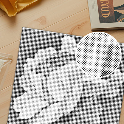 花と女性 - 点描画