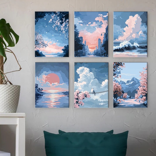 富士山の朝 - 数字塗り絵ミニアート