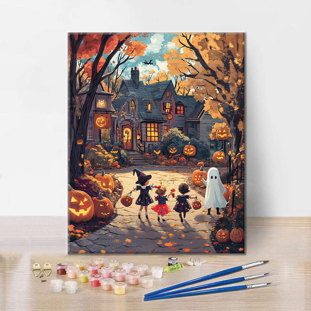ハロウィンの楽しみ - 数字で塗る塗り絵