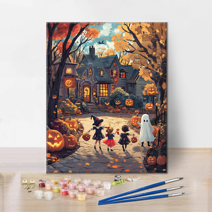 ハロウィンの楽しみ - 数字で塗る塗り絵