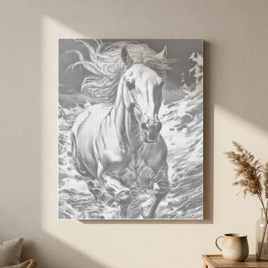 雄大な疾走馬 - 点描画キット