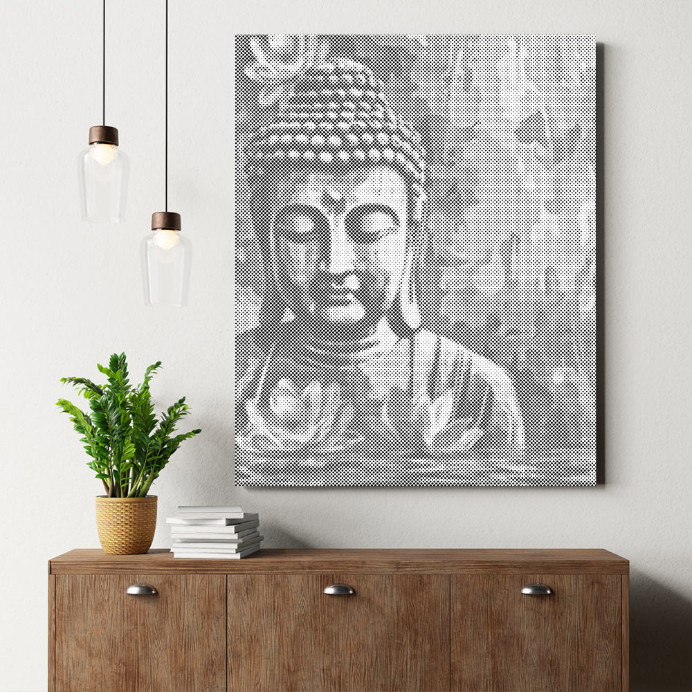 花を持つ仏陀 - 点描画