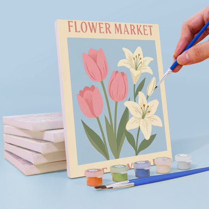 世界の花市場 - 数字塗り絵ミニアート